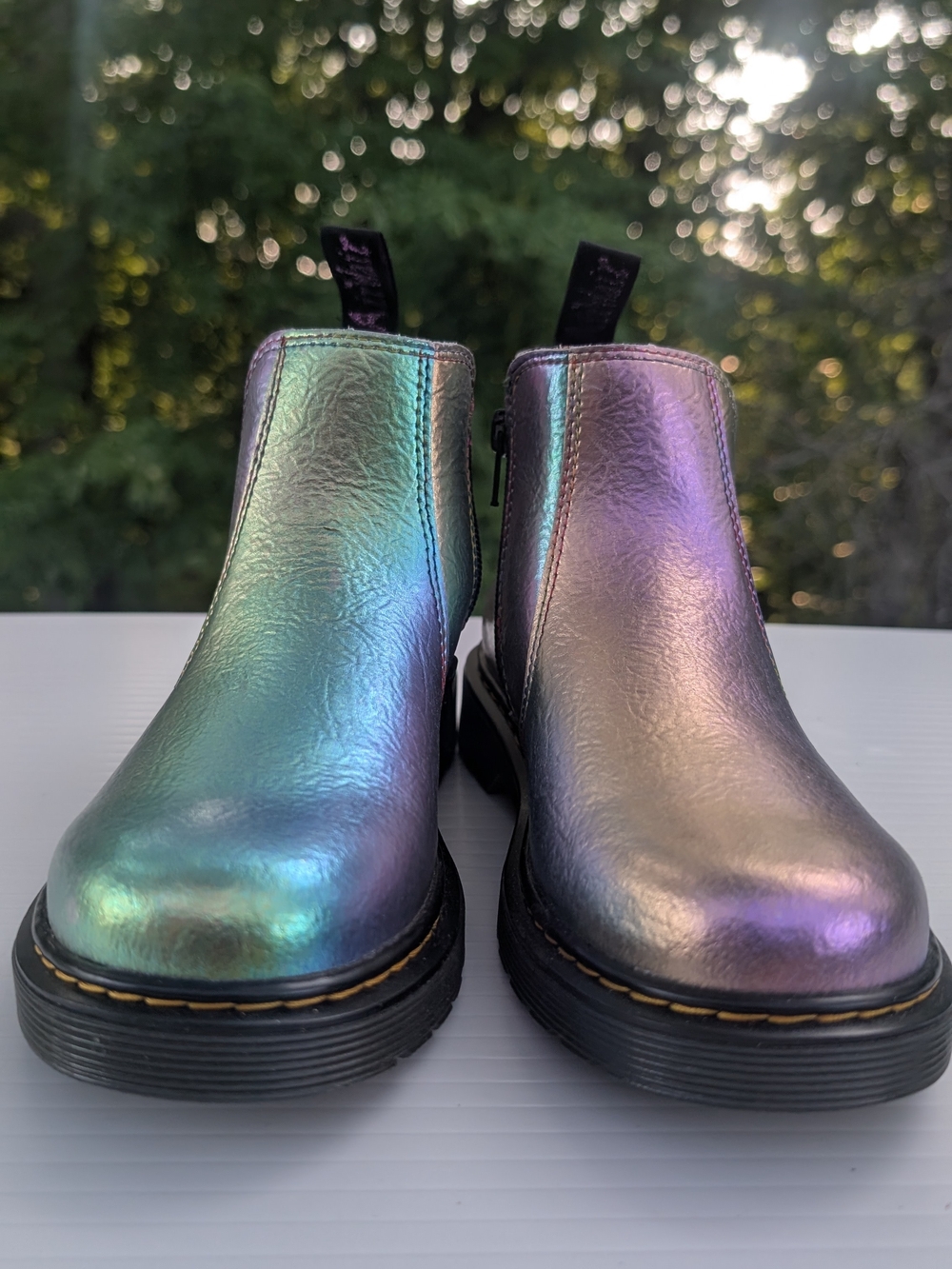 Dr. Martens J Girls 5. Iridescent Chelsea Boots - Teal & Purple Shine